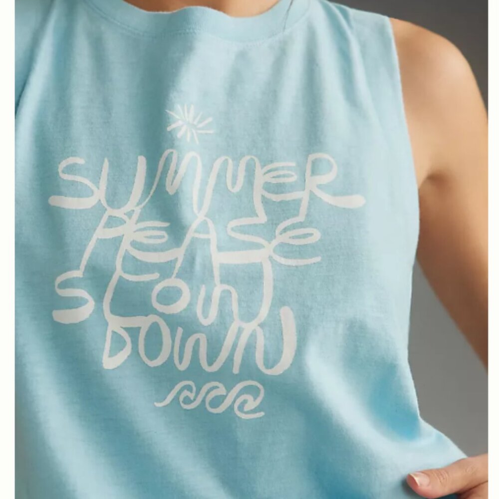 Brand New Ty Williams Boxy Tank, "Summer please slow down"